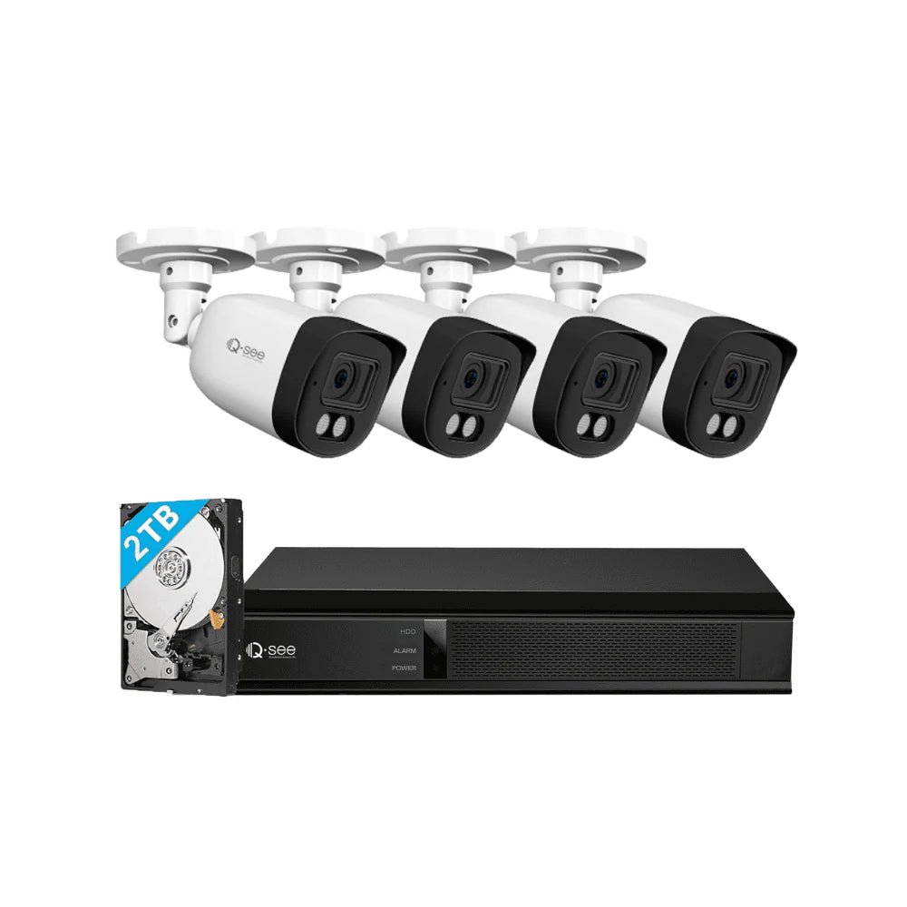 Qsee 5MP 2TB PoE NVR Camera Security System with Person Vehicle Detection QP08045YA