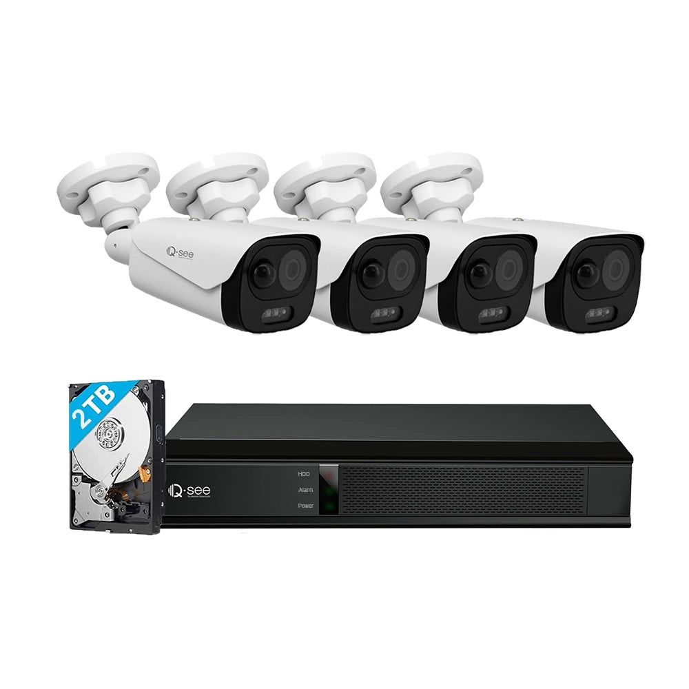 Qsee 5MP 2TB DVR Siren Security Camera System with Active Deterrence QH08045HW