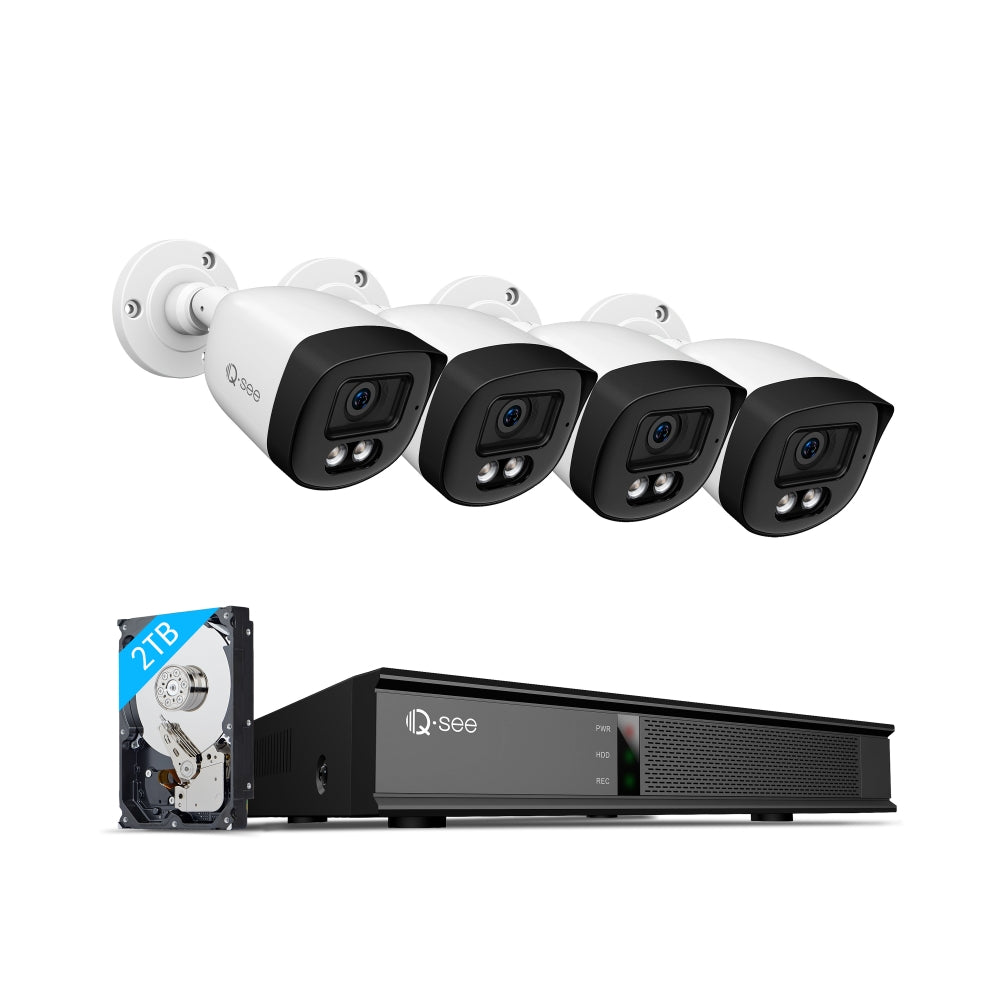 Qsee 5MP 2TB PoE NVR Security Camera System with Color Night Vision QP08045YC