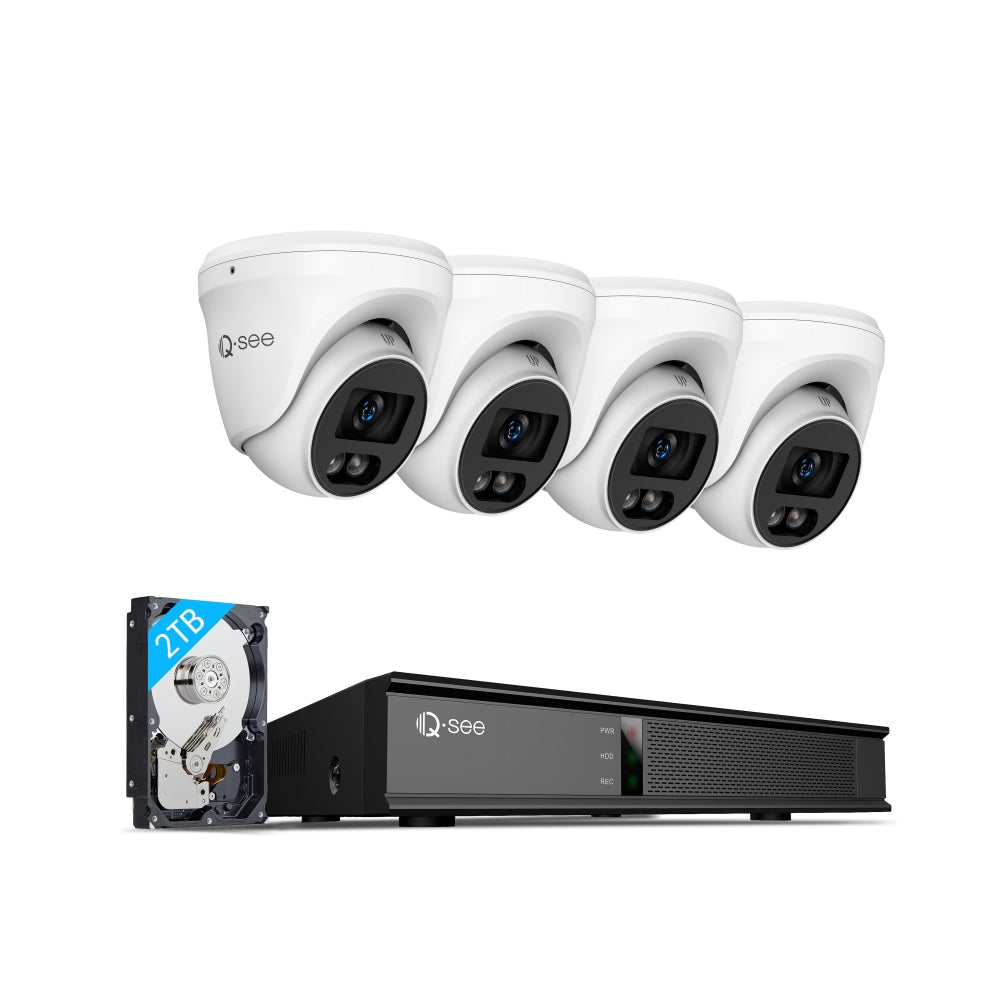 Qsee 4K 2TB PoE NVR Dome Camera Security System with Color Night Visio Qsee 4K 2TB PoE NVR Dome Camera Security System with Color Night Visio